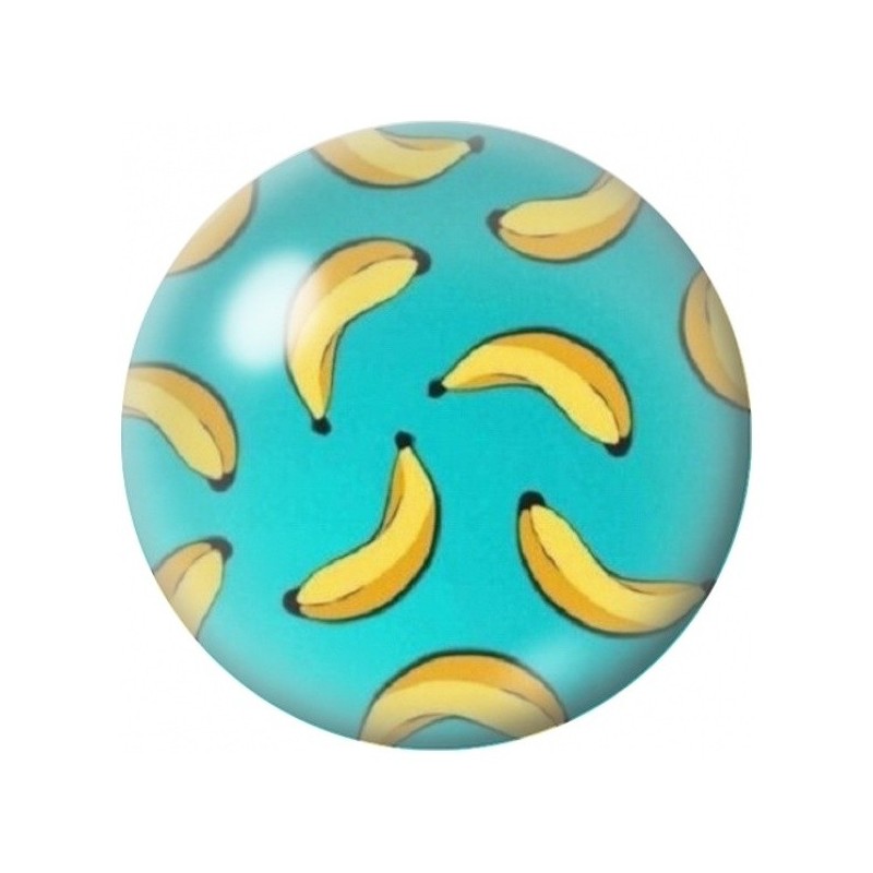 Cabochon en Verre Illustré Bananes sur Fond Turquoise 12 à 25mm