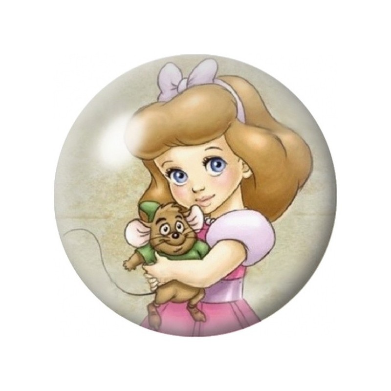 Cabochon en Verre Illustré Princesse à la Petite Souris 12 à 25mm