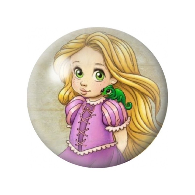 Cabochon en Verre Illustré Princesse Blonde au Caméléon 12 à 25mm