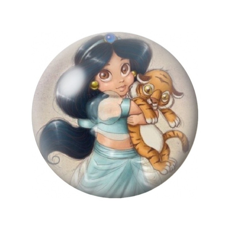 Cabochon en Verre Illustré Princesse au Petit Tigre 12 à 25mm