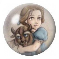 Cabochon en Verre Illustré Princesse et Créature aux Yeux Bleus 12 à 25mm pour la Création de Bijoux Fantaisie - DIY