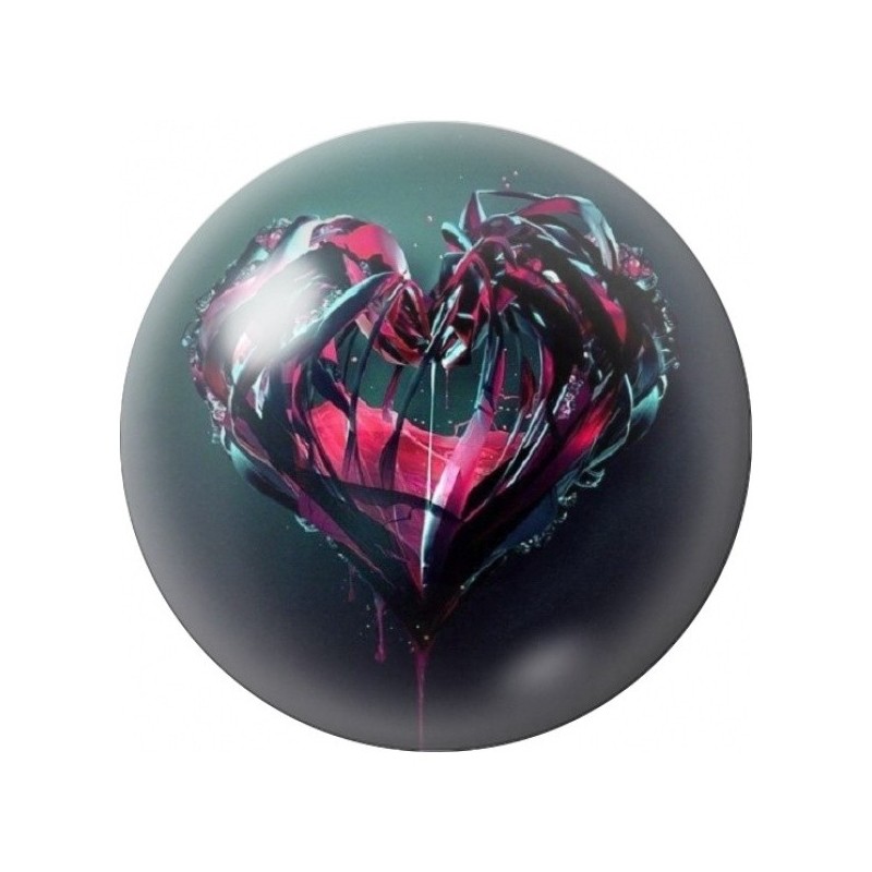 Cabochon en Verre Illustré Cœur Gothique Rose aux Épines 12 à 25mm