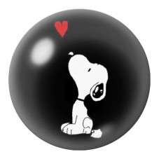 Cabochon en Verre Illustré Snoopy Contemplant un Cœur 12 à 25mm pour la Création de Bijoux Fantaisie - DIY