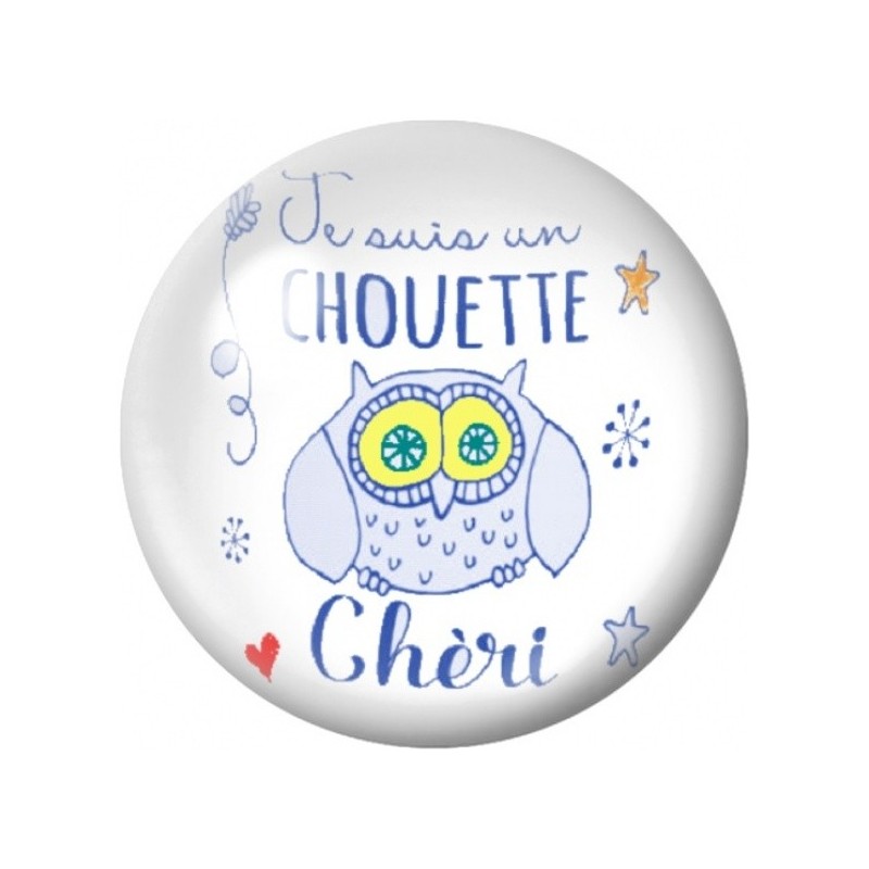 Cabochon en Verre Illustré Message Je Suis un Chouette Chéri 12 à 25mm