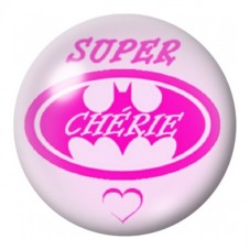 Cabochon en Verre Illustré Message Super Chérie Rose 12 à 25mm pour la Création de Bijoux Fantaisie - DIY