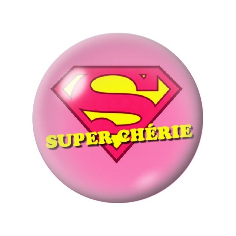Cabochon en Verre Illustré Message Super Chérie Héroïque 12 à 25mm