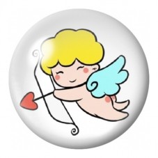Cabochon en Verre Illustré Petit Cupidon Blond 12 à 25mm pour la Création de Bijoux Fantaisie - DIY