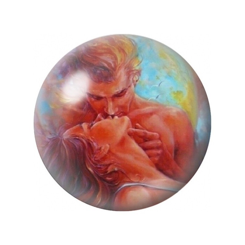 Cabochon en Verre Illustré Couple Passionné Aquarellé 12 à 25mm