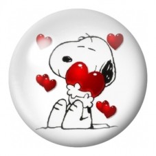 Cabochon en Verre Illustré Snoopy au Grand Cœur Rouge 12 à 25mm pour la Création de Bijoux Fantaisie - DIY
