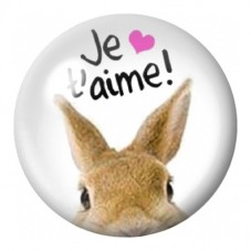 Cabochon en Verre Illustré Lapin avec le Message Je T’Aime 12 à 25mm pour la Création de Bijoux Fantaisie - DIY