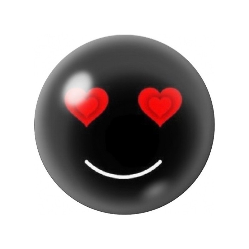 Cabochon en Verre Illustré Smiley aux Yeux Cœur Rouges 12 à 25mm