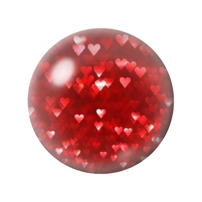 Cabochon en Verre Illustré Pluie de Cœurs Rouges Lumineux 12 à 25mm