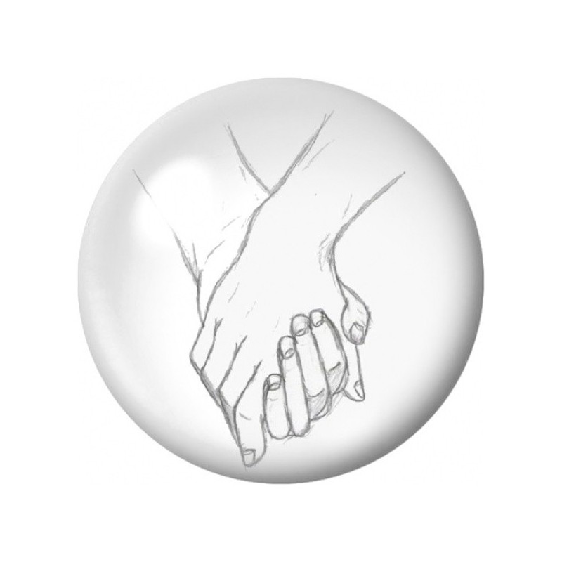 Cabochon en Verre Illustré Mains Entrelacées 12 à 25mm