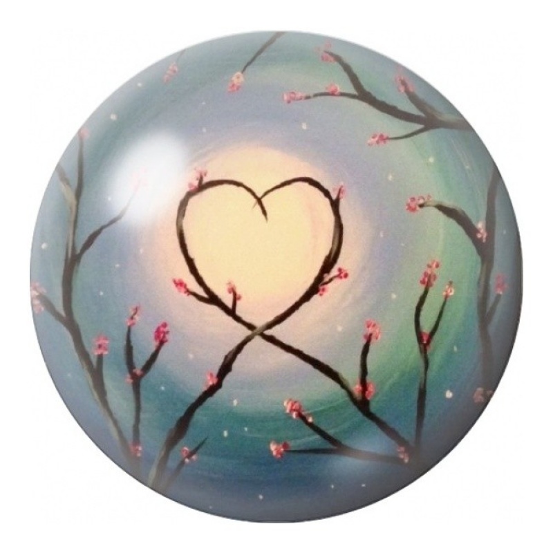 Cabochon en Verre Illustré Cœur de Branches Fleuries 12 à 25mm