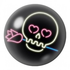 Cabochon en Verre Illustré Crâne Néon Amoureux 12 à 25mm pour la Création de Bijoux Fantaisie - DIY