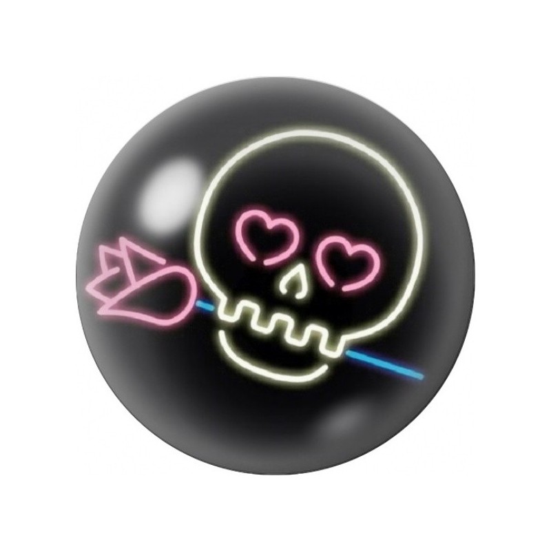 Cabochon en Verre Illustré Crâne Néon Amoureux 12 à 25mm
