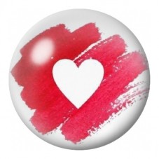 Cabochon en Verre Illustré Cœur Blanc sur Trace Rouge 12 à 25mm pour la Création de Bijoux Fantaisie - DIY