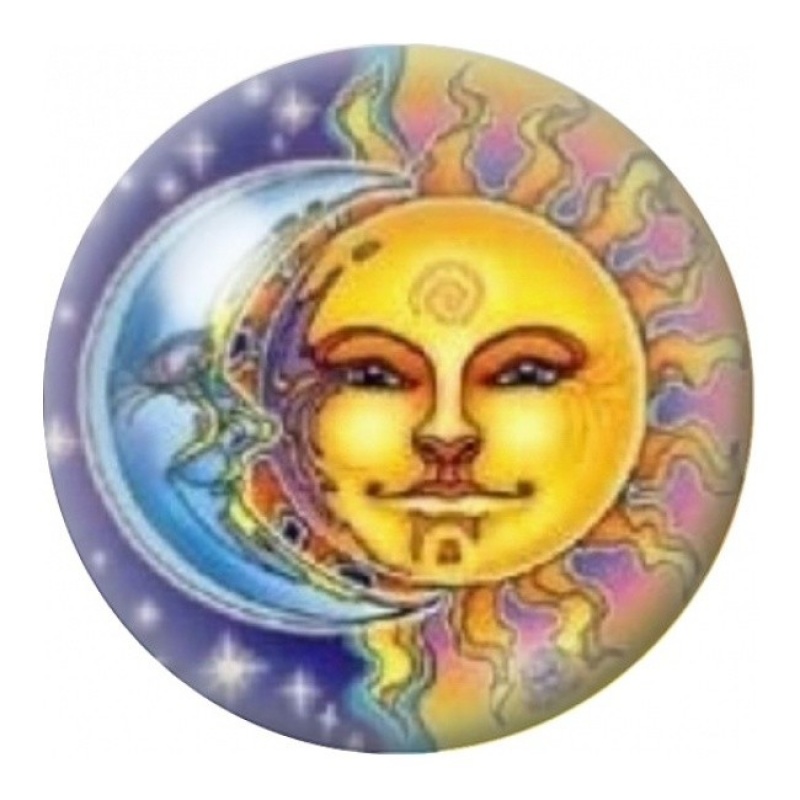 Cabochon en Verre Illustré Soleil et Lune Bohèmes 12 à 25mm