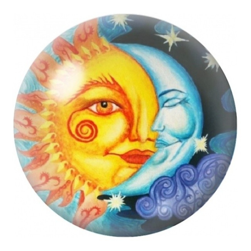 Cabochon en Verre Illustré Soleil Embrassant la Lune 12 à 25mm