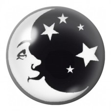 Cabochon en Verre Illustré Croissant de Lune Étoilé 12 à 25mm pour la Création de Bijoux Fantaisie - DIY