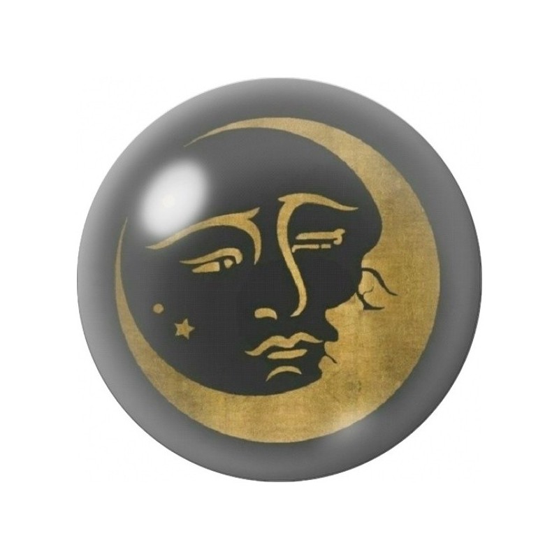 Cabochon en Verre Illustré Visages du Soleil et de la Lune 12 à 25mm