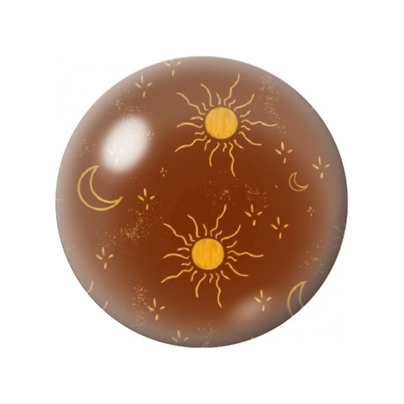 Cabochon en Verre Illustré Astres Dorés sur Fond Brun 12 à 25mm