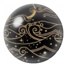 Cabochon en Verre Illustré Constellation de Volutes Dorées 12 à 25mm pour la Création de Bijoux Fantaisie - DIY