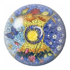 Cabochon en Verre Illustré Soleil Fleuri aux Papillons 12 à 25mm pour la Création de Bijoux Fantaisie - DIY