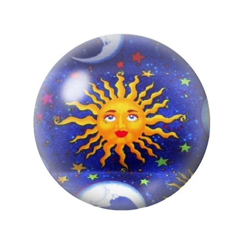 Cabochon en Verre Illustré Soleil Doré dans le Cosmos 12 à 25mm