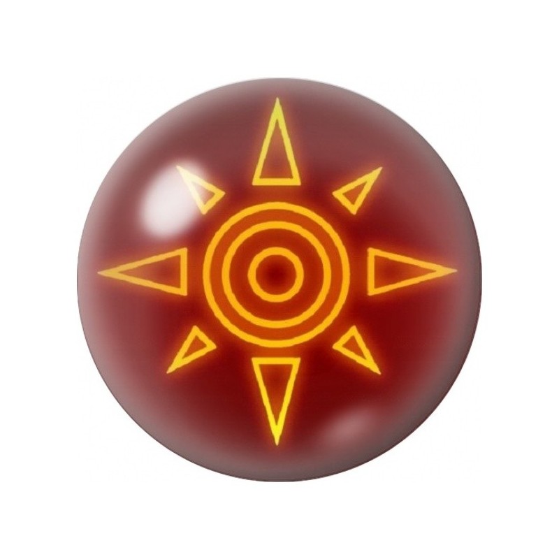 Cabochon en Verre Illustré Symbole Solaire Orange 12 à 25mm