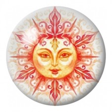 Cabochon en Verre Illustré Soleil Rouge Ornemental 12 à 25mm pour la Création de Bijoux Fantaisie - DIY