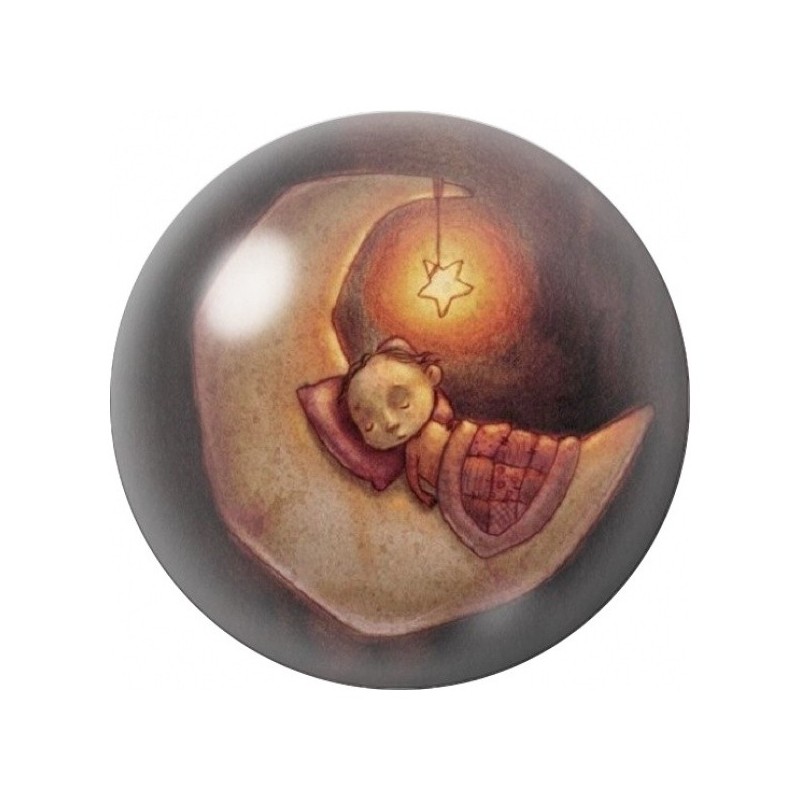 Cabochon en Verre Illustré Lune Portant un Enfant 12 à 25mm