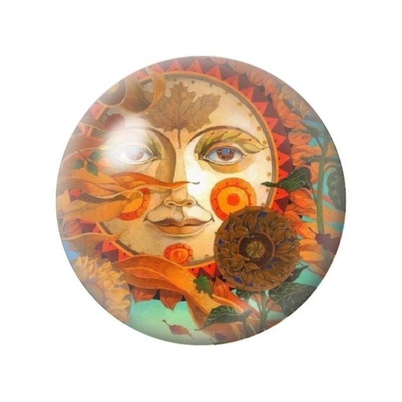 Cabochon en Verre Illustré Visage Solaire Automnal 12 à 25mm