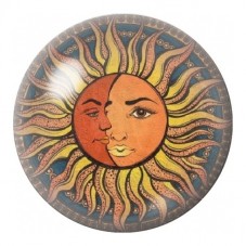 Cabochon en Verre Illustré Soleil Bicolore Bohème 12 à 25mm pour la Création de Bijoux Fantaisie - DIY