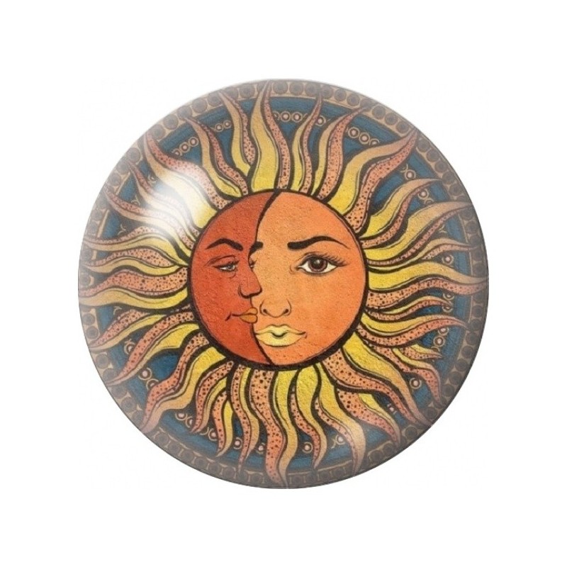 Cabochon en Verre Illustré Soleil Bicolore Bohème 12 à 25mm