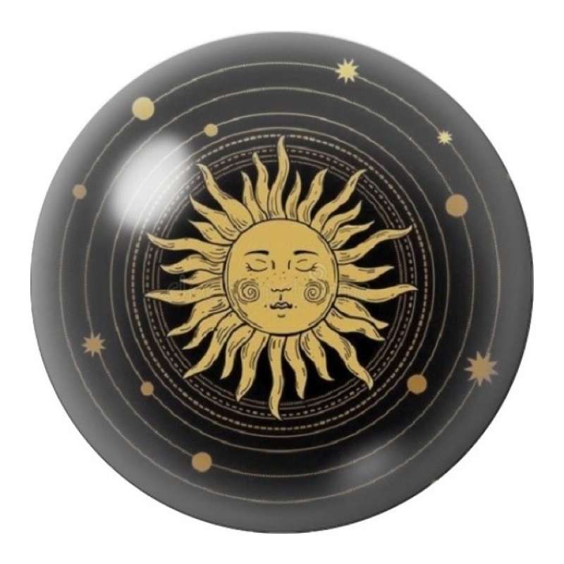 Cabochon en Verre Illustré Soleil Doré en Orbite 12 à 25mm