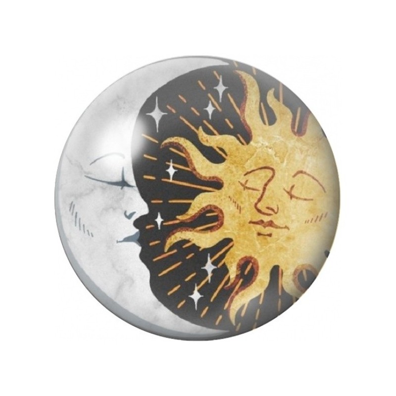 Cabochon en Verre Illustré Soleil et Lune Éclaboussés 12 à 25mm