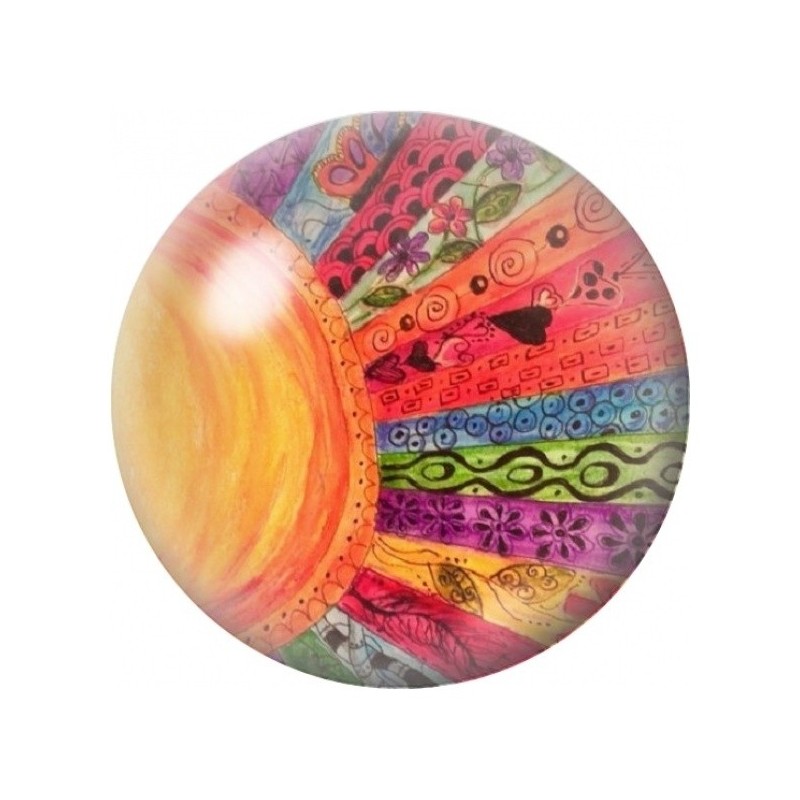 Cabochon en Verre Illustré Soleil Rose à Motifs 12 à 25mm