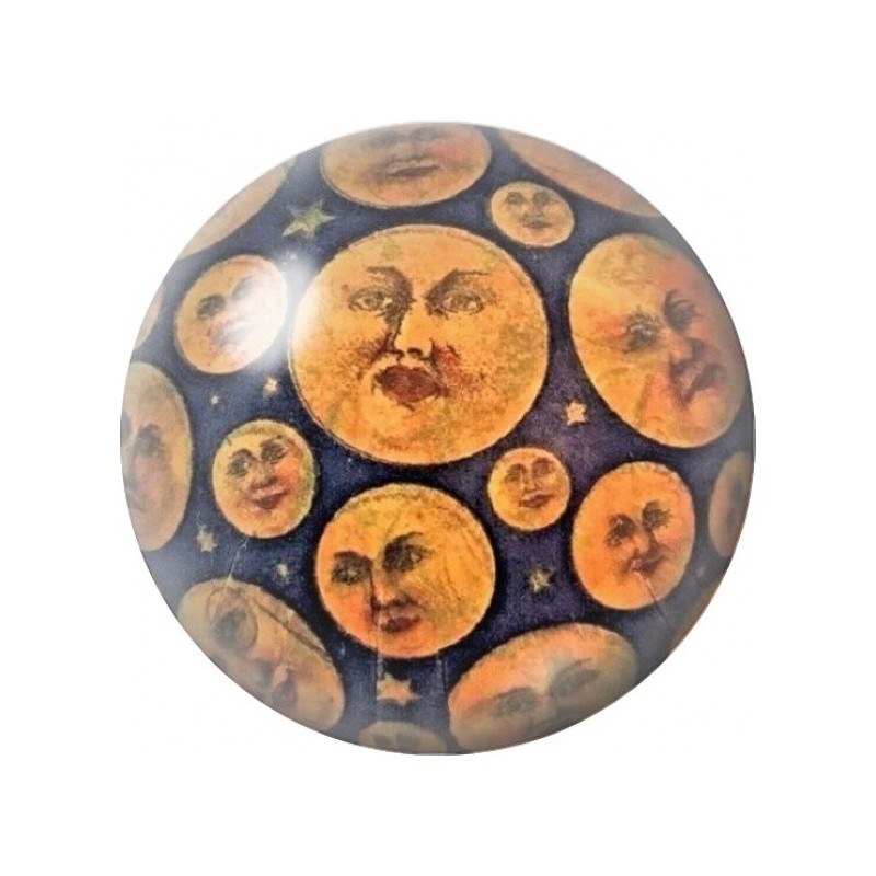 Cabochon en Verre Illustré Collection de Lunes Anciennes 12 à 25mm