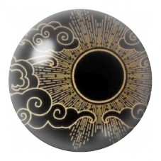 Cabochon en Verre Illustré Éclipse aux Rayons Dorés 12 à 25mm pour la Création de Bijoux Fantaisie - DIY