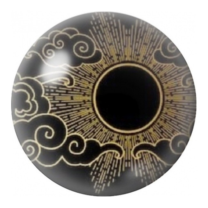 Cabochon en Verre Illustré Éclipse aux Rayons Dorés 12 à 25mm