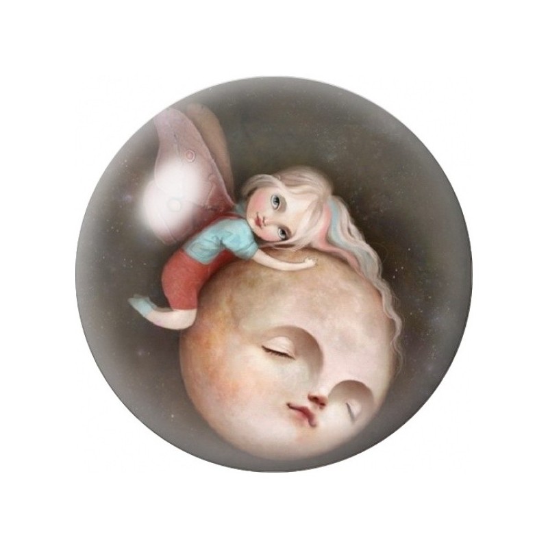 Cabochon en Verre Illustré Enfant Endormi sur la Lune 12 à 25mm