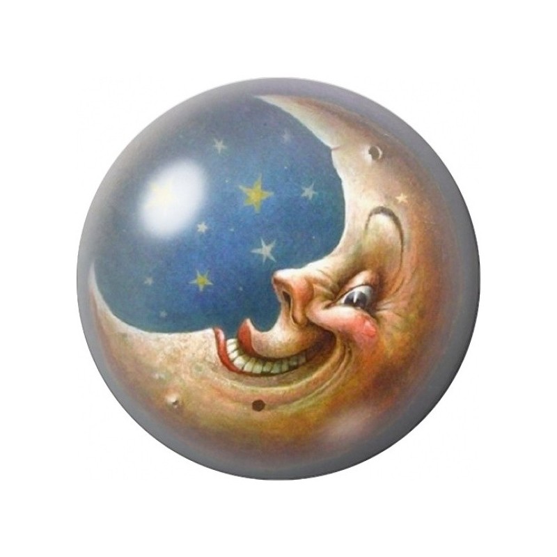 Cabochon en Verre Illustré Croissant de Lune Rieur 12 à 25mm