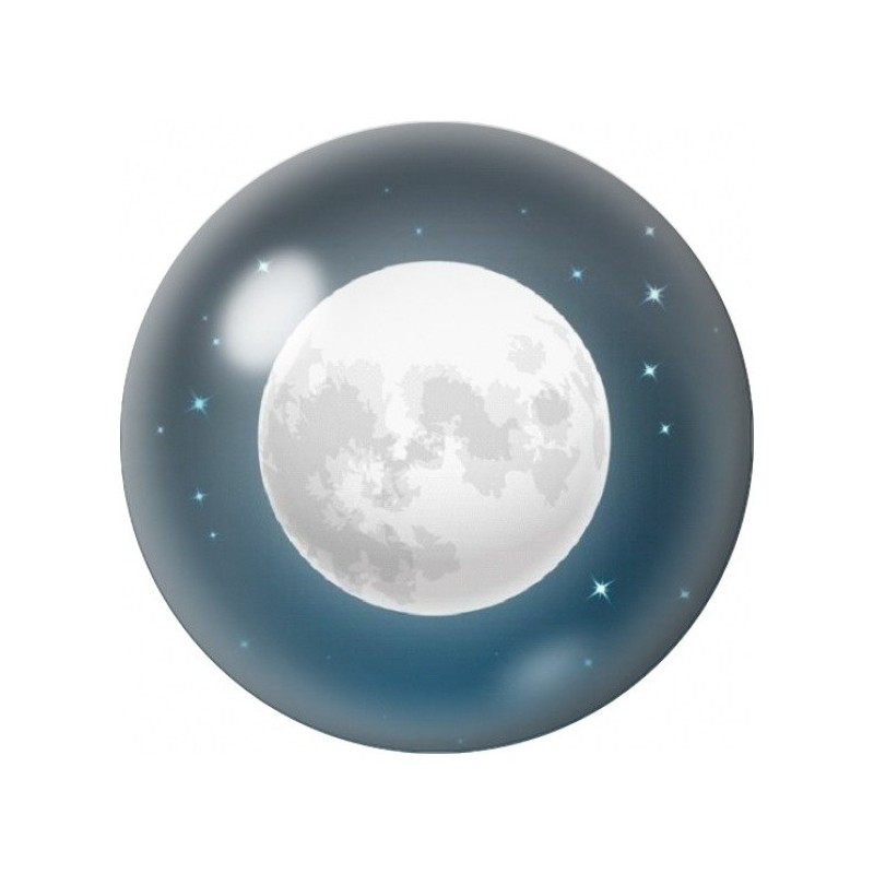 Cabochon en Verre Illustré Pleine Lune dans la Nuit 12 à 25mm