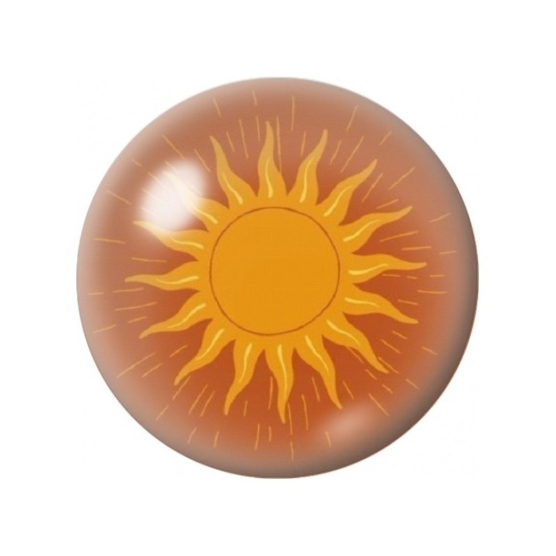 Cabochon en Verre Illustré Soleil Orange Minimaliste 12 à 25mm
