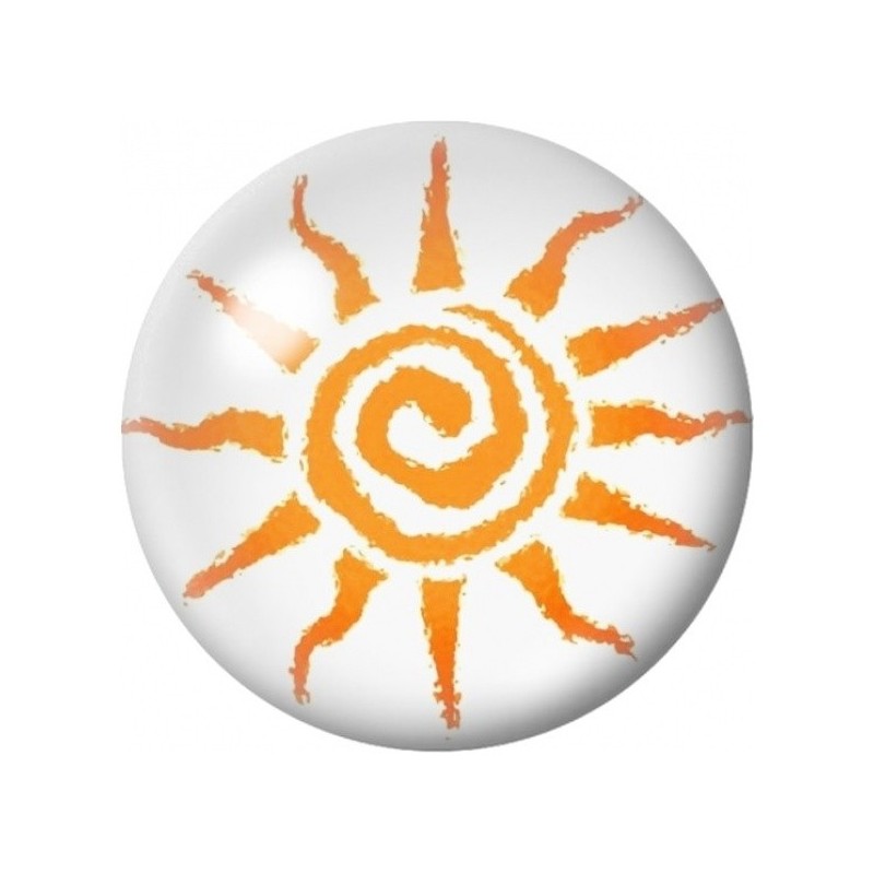 Cabochon en Verre Illustré Soleil Spirale Orange 12 à 25mm