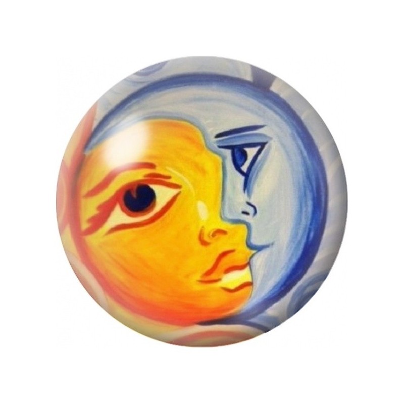 Cabochon en Verre Illustré Visages Solaire et Lunaire 12 à 25mm