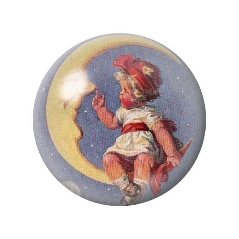 Cabochon en Verre Illustré Enfant Vintage sur la Lune 12 à 25mm