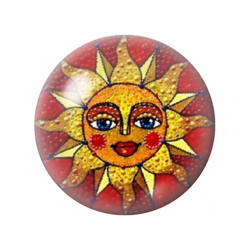 Cabochon en Verre Illustré Soleil Mosaïque Souriant 12 à 25mm