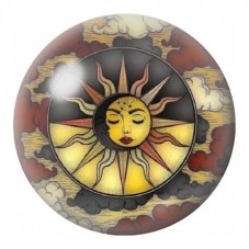 Cabochon en Verre Illustré Soleil Méditatif dans les Nuages 12 à 25mm pour la Création de Bijoux Fantaisie - DIY